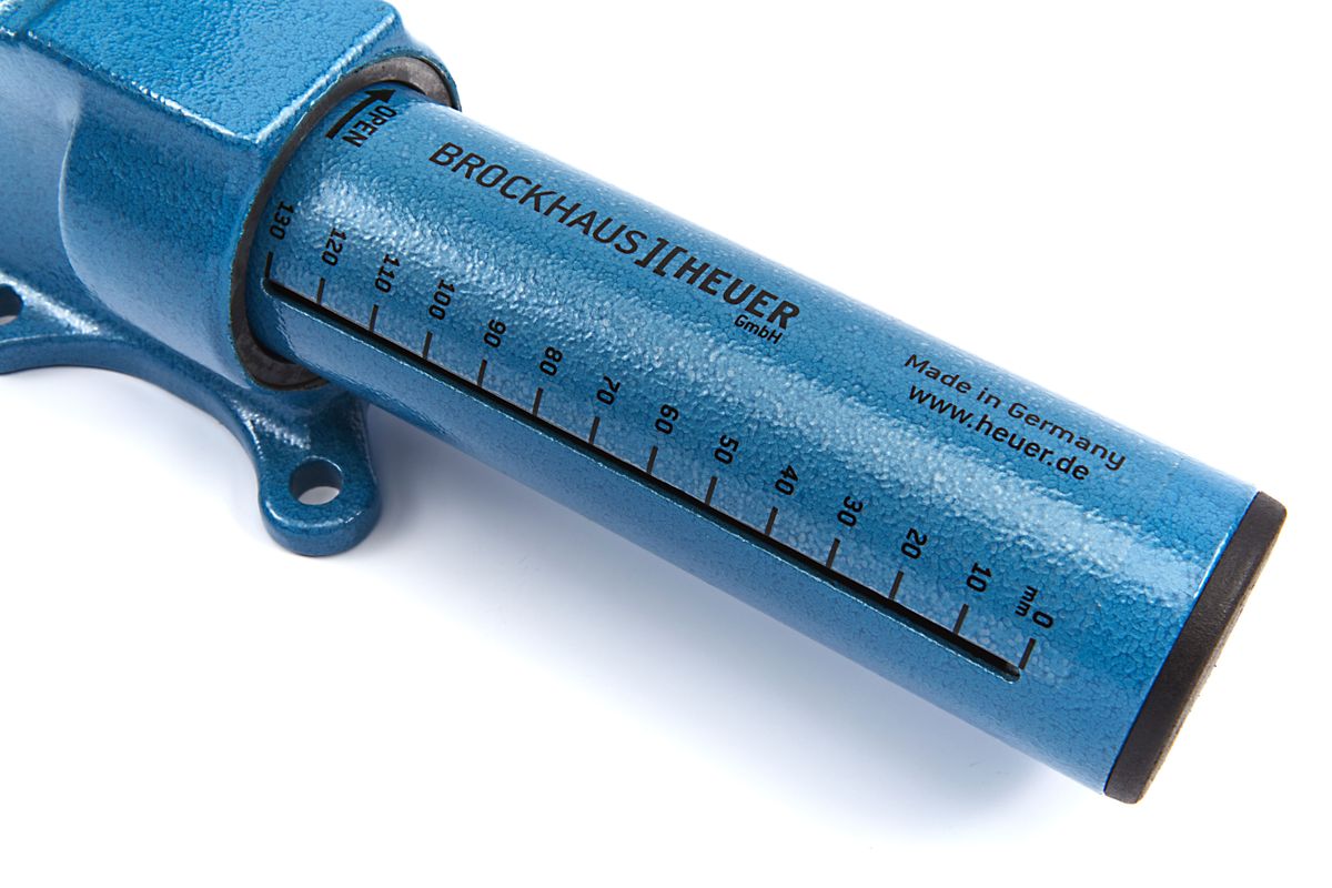 Kompaktní dílenský svěrák s vyměnitelnými čelistimi, šířka 120 mm, Heuer - Brockhaus