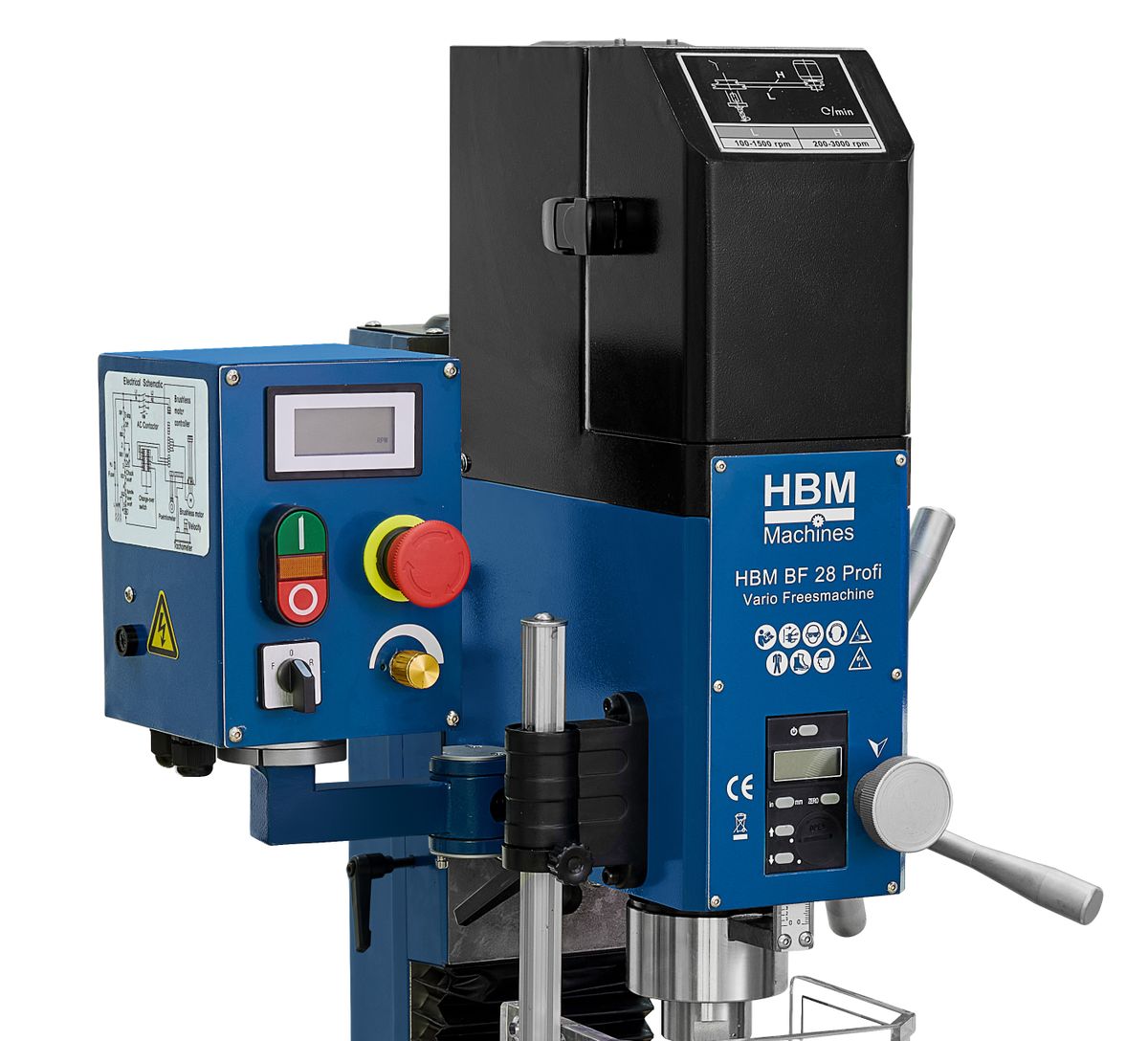 HBM BF 28 Vario - frézka na kov, vario otáčky, kužel MK3, 125 kg