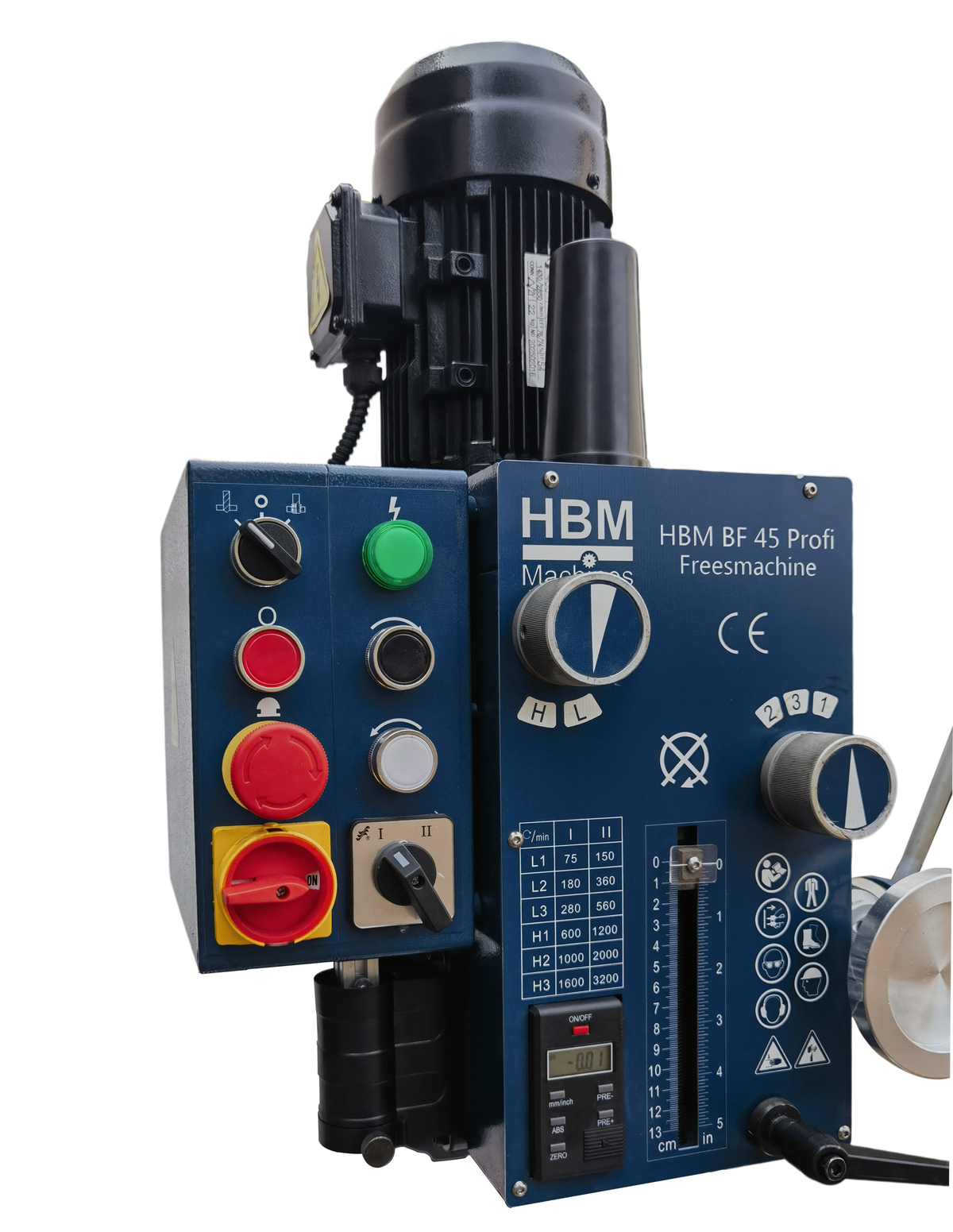 HBM BF 45 Profi robustní frézka na kov s převodovkou v oleji, kužel ISO 30, 400V, 330 kg