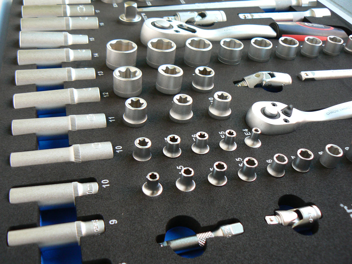 Modul gola sada 1/4, 3/8, 1/2“, 85 dílů, 565 x 395 x 35 mm, Condor Werkzeug