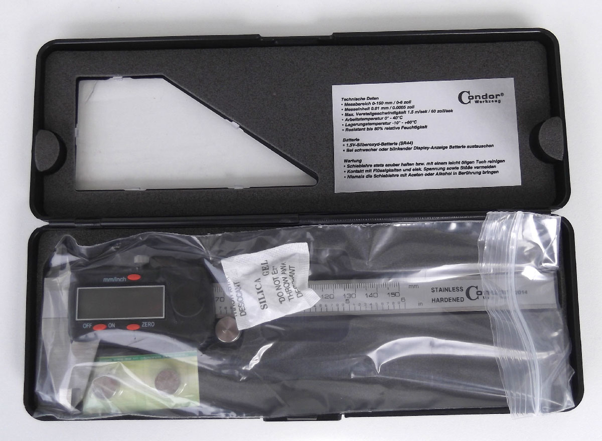 Měřítko posuvné digitální 150 mm, metrické i palcové, mnoho funkcí, Condor Werkzeug