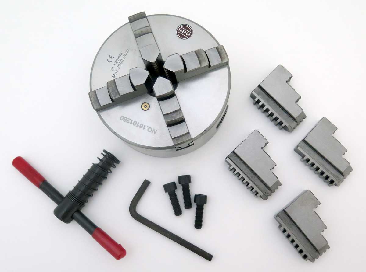 Samocentrovací soustružnické sklíčidlo 125 mm, 4 čelisti, DIN 6350, Warco