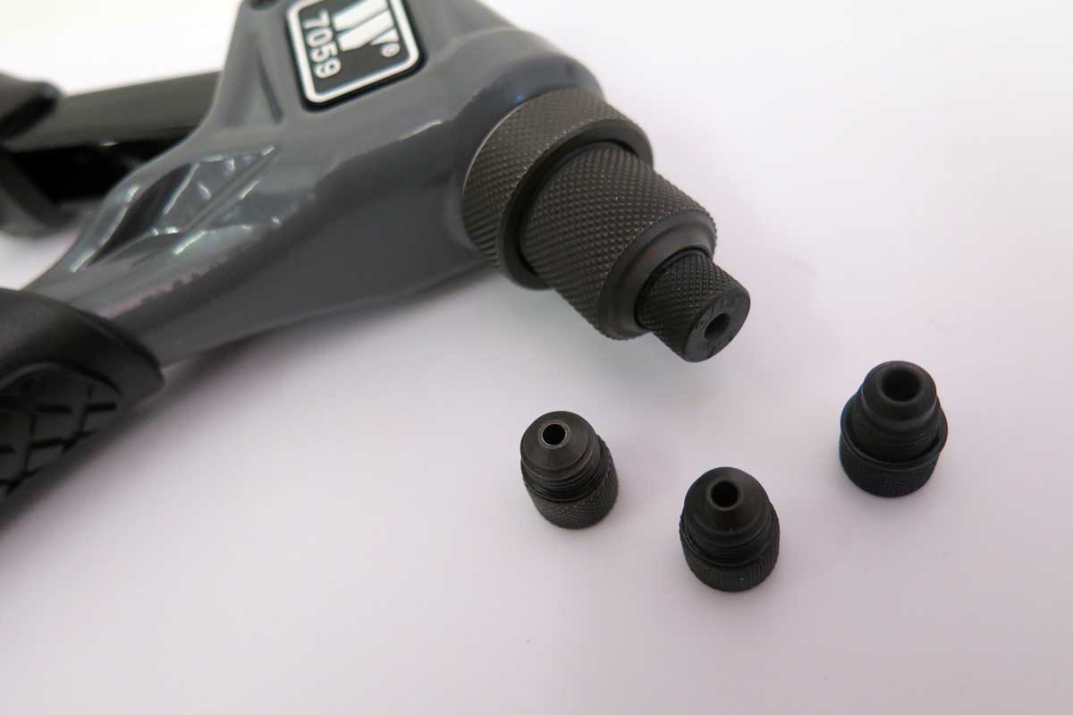 Kleště nýtovací - sada, 4 nástavce 2.4, 3.2, 4.0, 4.8 mm, Welzh