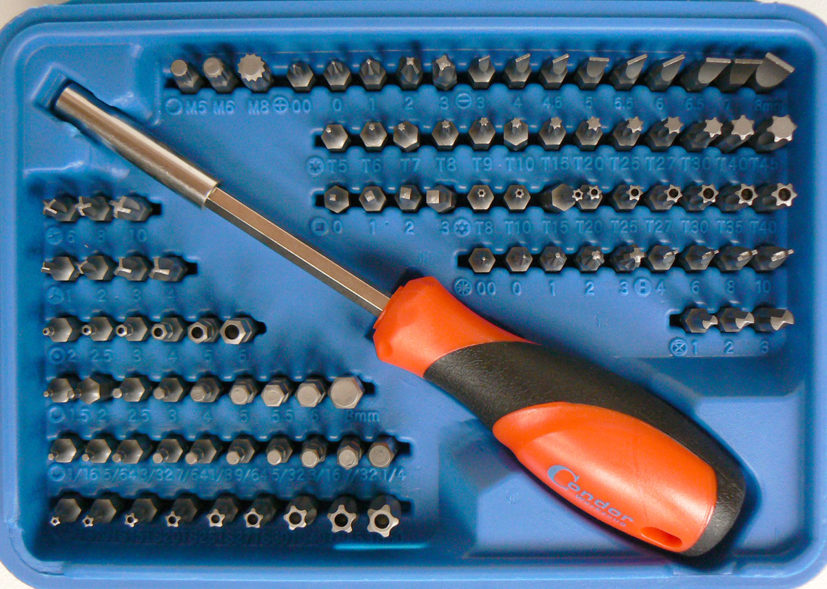 Bity, hlavice nástrčné, šroubovák pro bity 1/4", profi sada 122 dílů, Condor Werkzeug