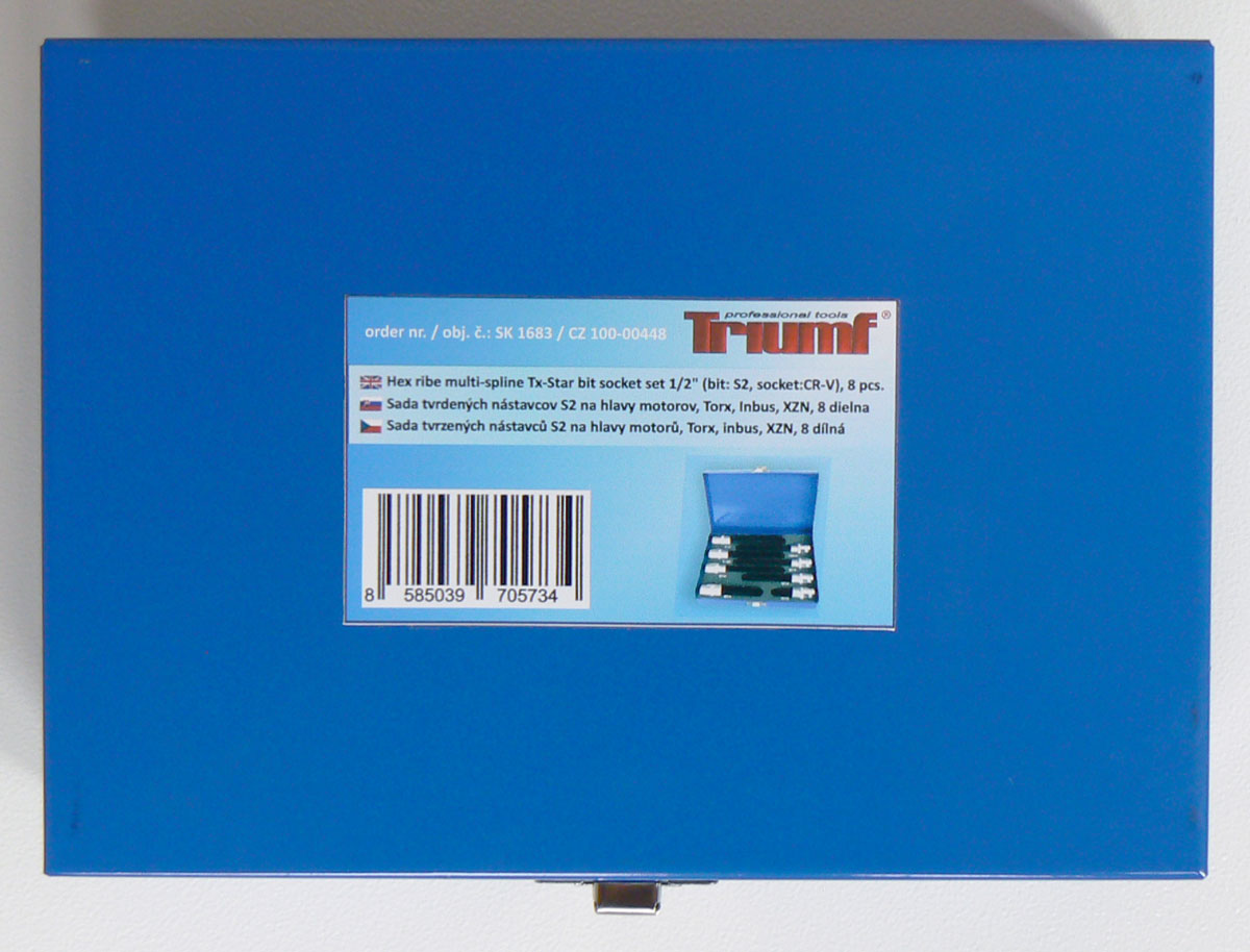 Hlavice zástrčné a nástrčná 1/2" na hlavy motorů, S2, sada 8 dílů, Triumf