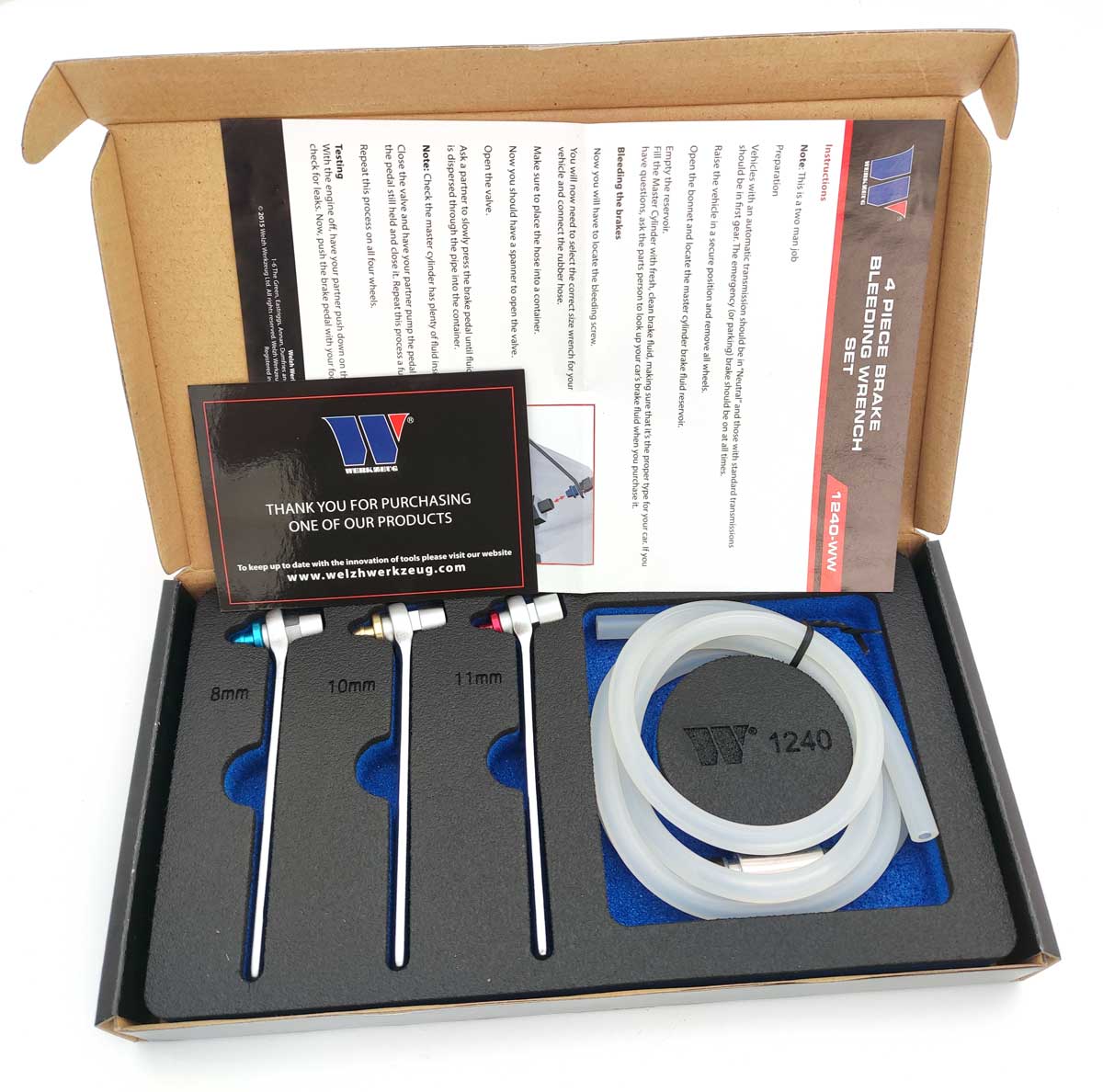 Sada nástavců a hadiček pro snadné odvzdušňování brzdových systémů, Welzh