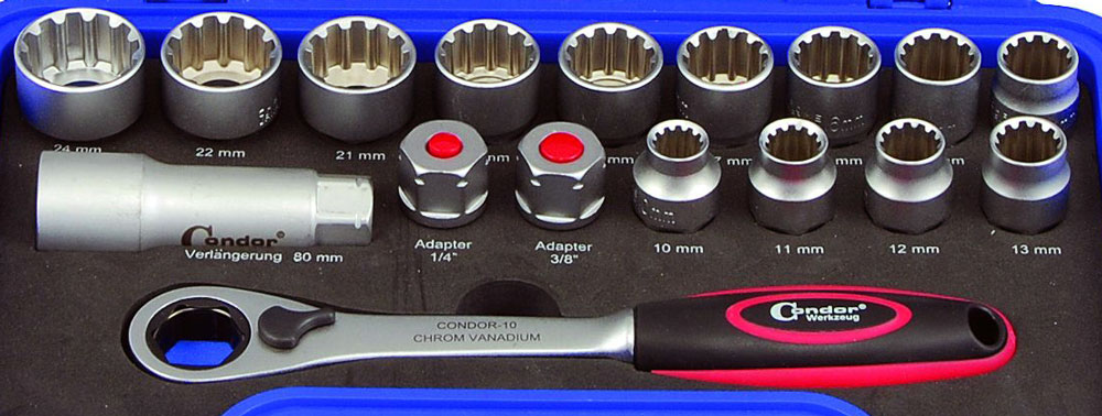 Gola sada průchozí, VARIOPLUS, 10-24 mm, 17 dílů, Condor Werkzeug