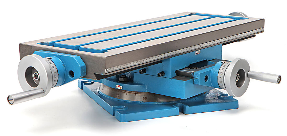 Křížový stůl 600 x 240 mm s otočnou základnou pro frézování nebo vrtání, 60 kg