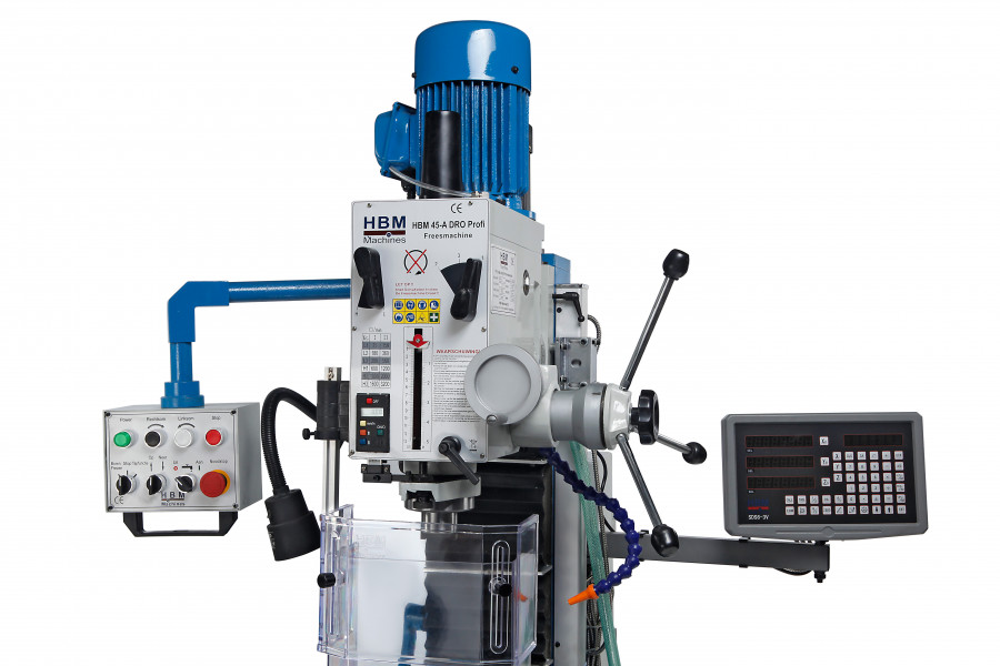 HBM 45 Profi DRO-LCD robustní frézka na kov, ISO 30, 3-osy DRO, chlazení, 400V-3f - 580 kg