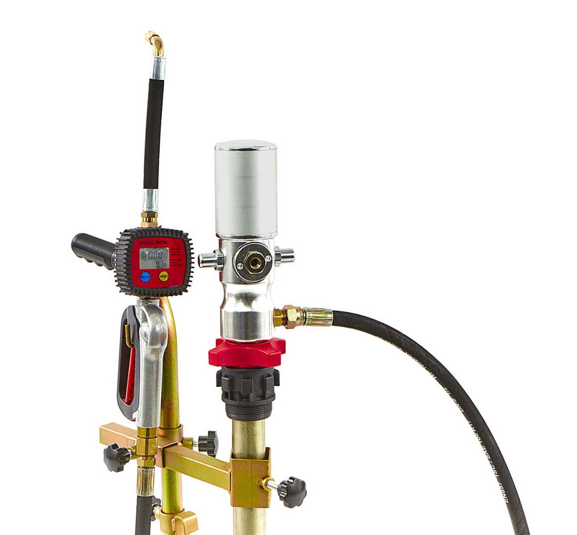 Profesionální mobilní pneumatické sudové čerpadlo / pumpa na olej pro nádoby 50 - 60l s digitálním odečtem