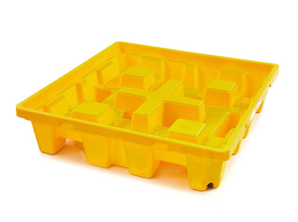 Plastový sběrný rošt / nádoba na olej a kapaliny pro 4 sudy,  230 l, nosnost až 500 kg