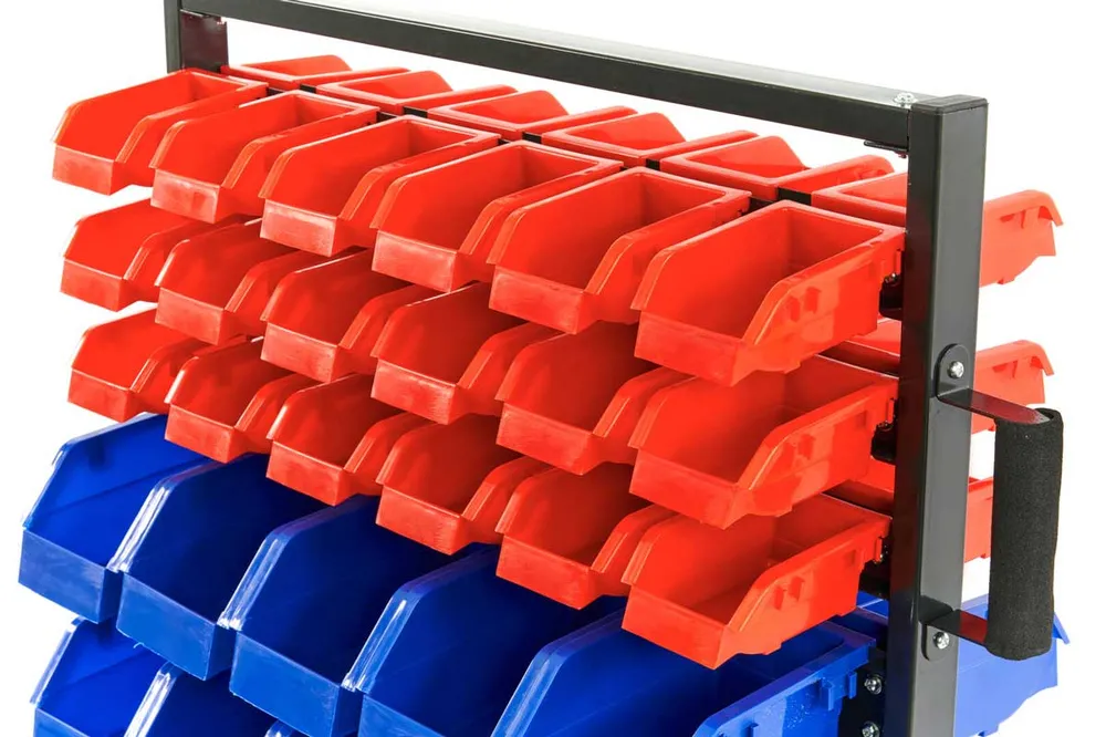 Mobilní úložný rack s 90 zásuvkami