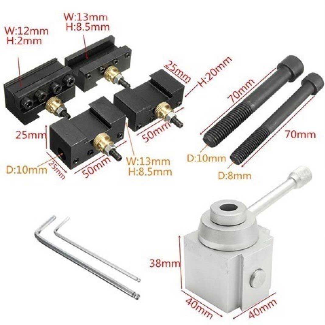 Univerzální mini rychloupínač nástrojů pro malé soustruhy, kompletní sada