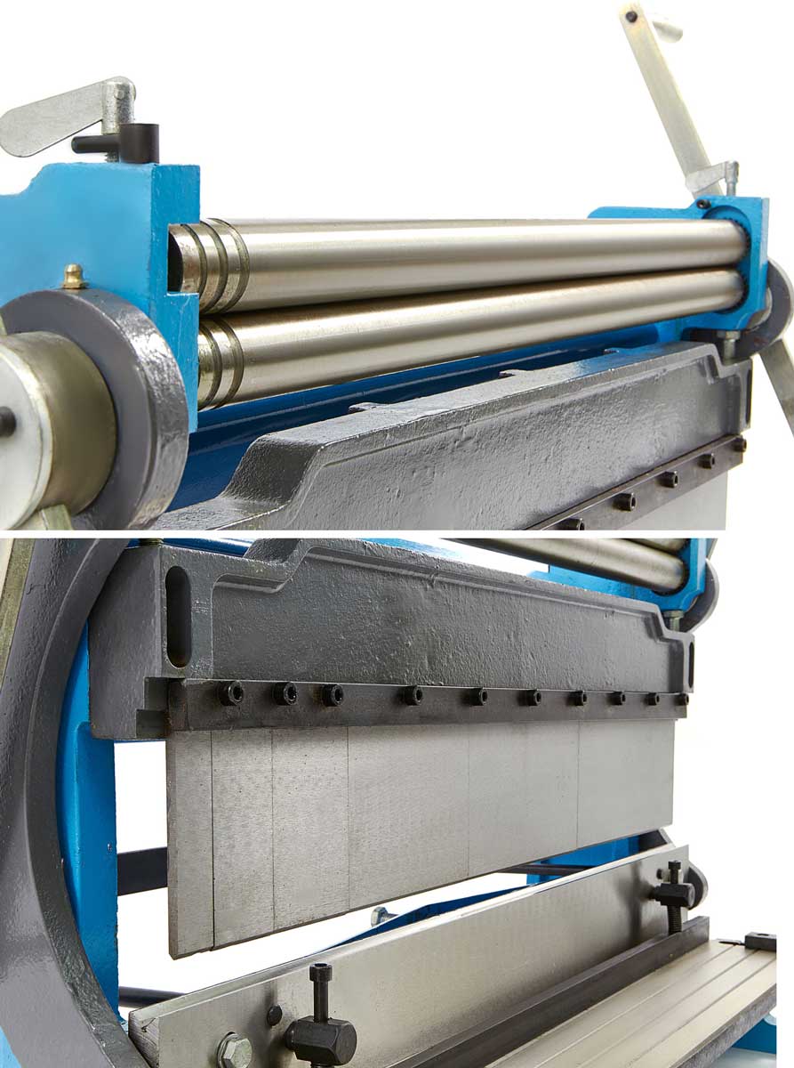 Kombinovaný stroj na plech 760 - nůžky-stáčečka-ohýbačka plechu, 3 v 1, 760 mm, 140 kg