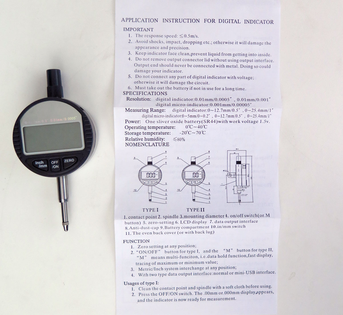 Přesný digitální odchylkoměr / úchylkoměr, metrický i palcový, 0.01 mm