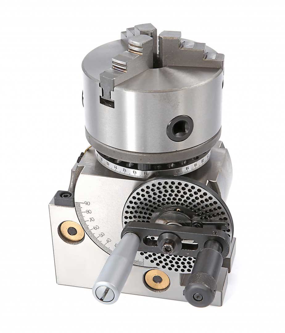 BS-0 precizní dělící hlava univerzální, sada s koníkem, dělicími kotoučky a sklíčidlem 125 mm