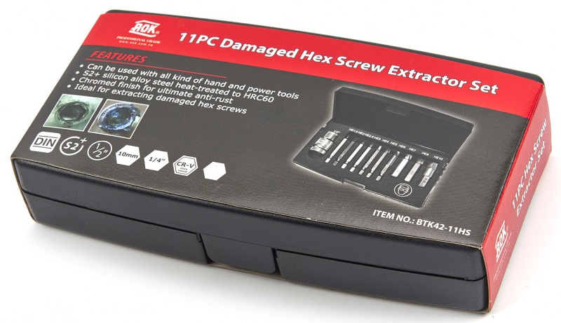 Odstraňovač, povolovač poškozených či zalomených INBUS šroubů, Grabit, sada 11 dílů