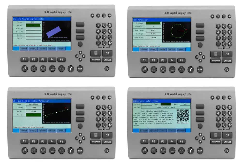 i200 DRO - profesionální digitální odměřovací jednotka pro soustruh i frézku, 3 osy, velký LCD displej, made by SINO