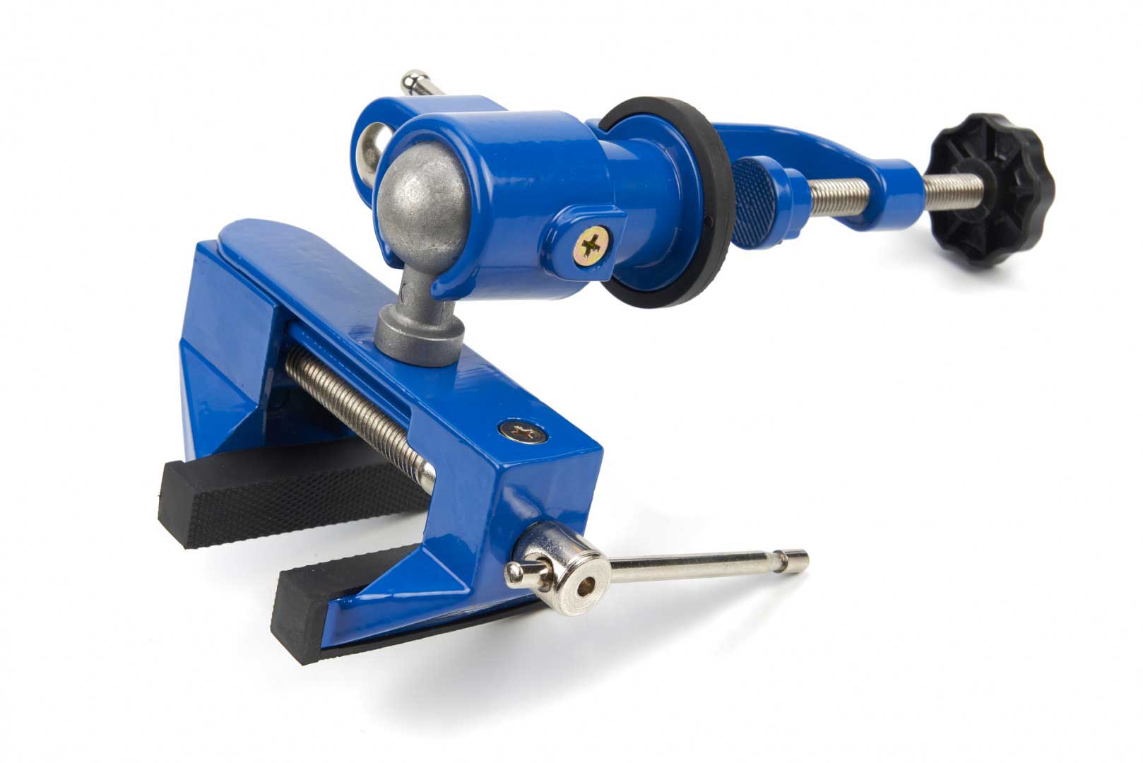 Stolní svěrák s upínací svorkou, naklápěcí a otočný 360°, čelisti 70 mm