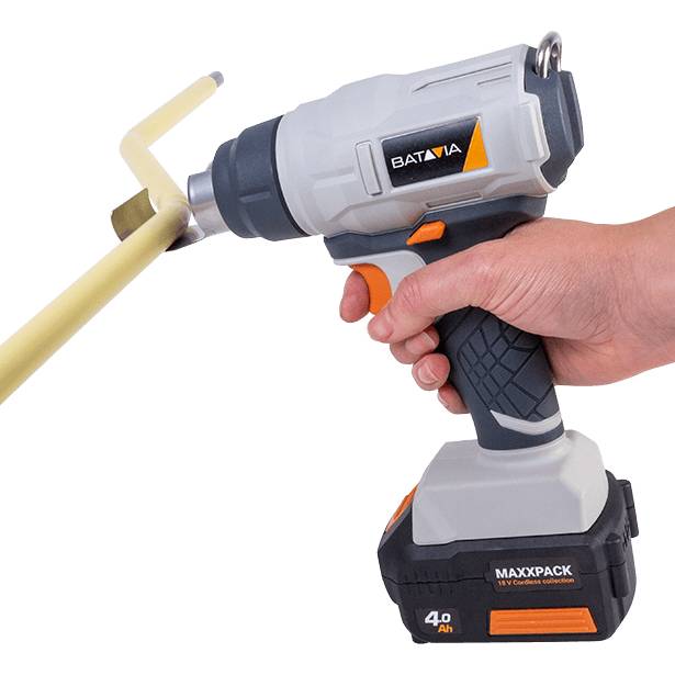 Aku bezdrátová horkovzdušná pistole, max. teplota 550°C, 140 l./min., 18V Li-Ion, bez baterie a nabíječky, bateriová platforma MAXXPACK BATAVIA