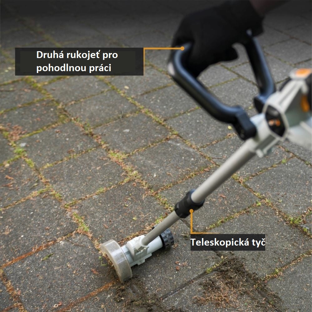 Aku bezdrátový kartáč na čištění spár, odstraňovač plevele, mechu a nečistot, 18V Li-Ion, 1200ot./min., průměr 100mm, bez baterie a nabíječky, bateriová platforma MAXXPACK BATAVIA