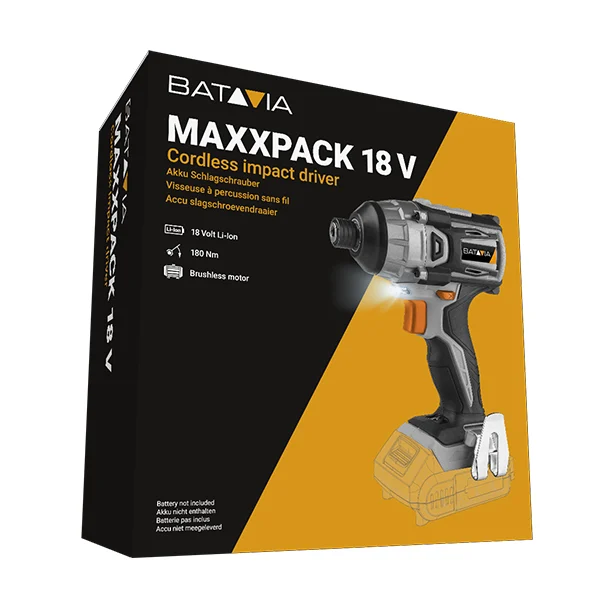 AKU bezdrátový, rázový utahovák, 2200/3000 otáček/rázů za min., kroutící moment 150 Nm, 18V Li-Ion, bez baterie a nabíječky, bateriová platforma MAXXPACK BATAVIA