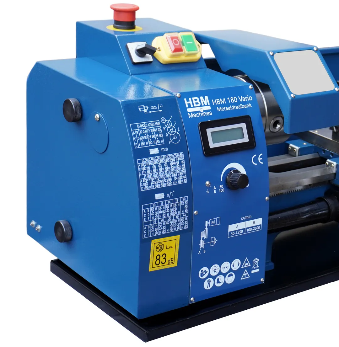 HBM 180 Vario, soustruh na kov s digitálním displejem a variabilními otáčkami, 60 kg