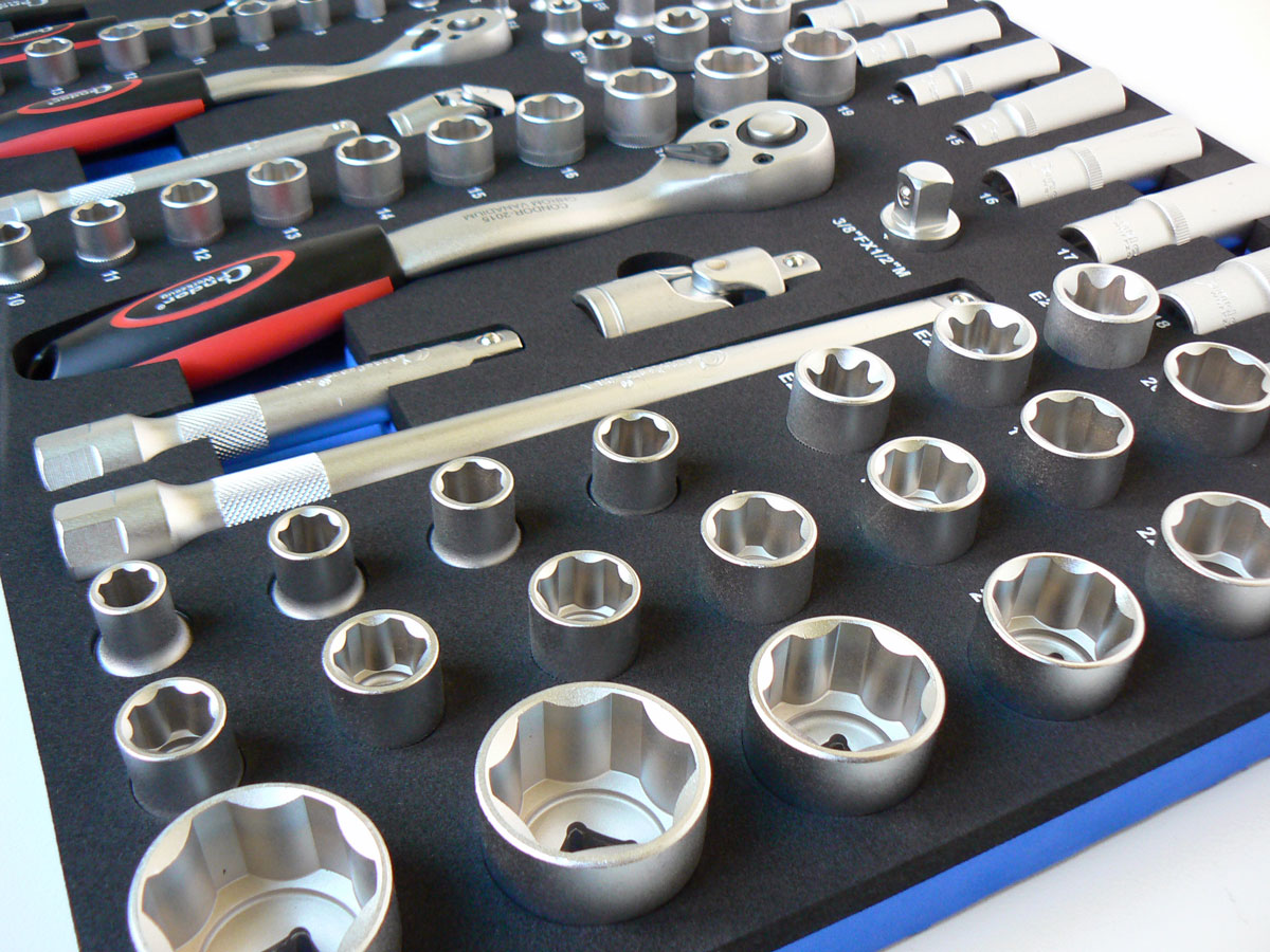 Modul gola sada 1/4, 3/8, 1/2“, 85 dílů, 565 x 395 x 35 mm, Condor Werkzeug