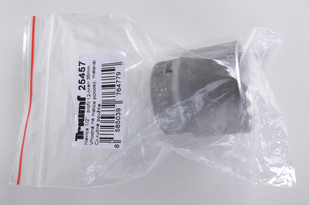 Hlavice nástrčná 1/2", 36 mm, 12 hran, na matice poloos automobilu, Triumf