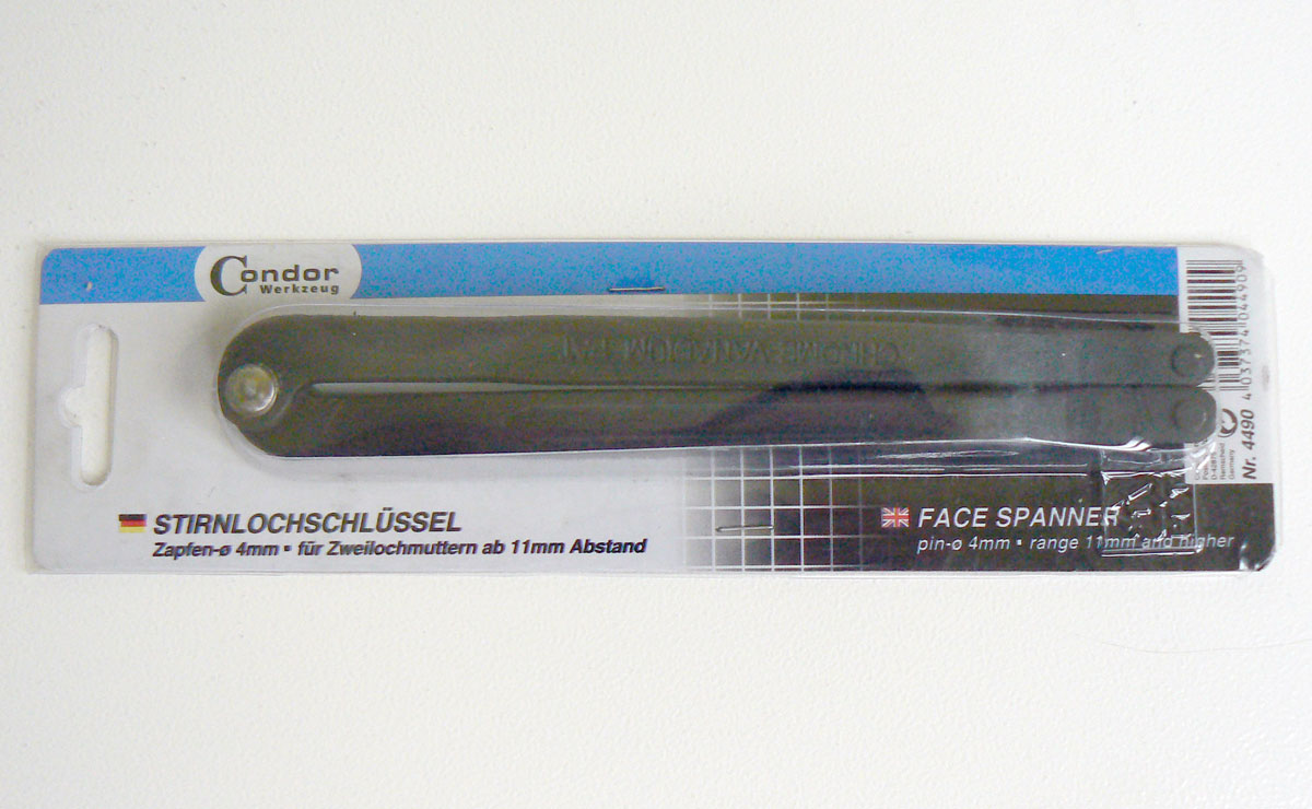 Přípravek na napínání kladky - čelní klíč, piny průměr 4 mm, Condor Werkzeug