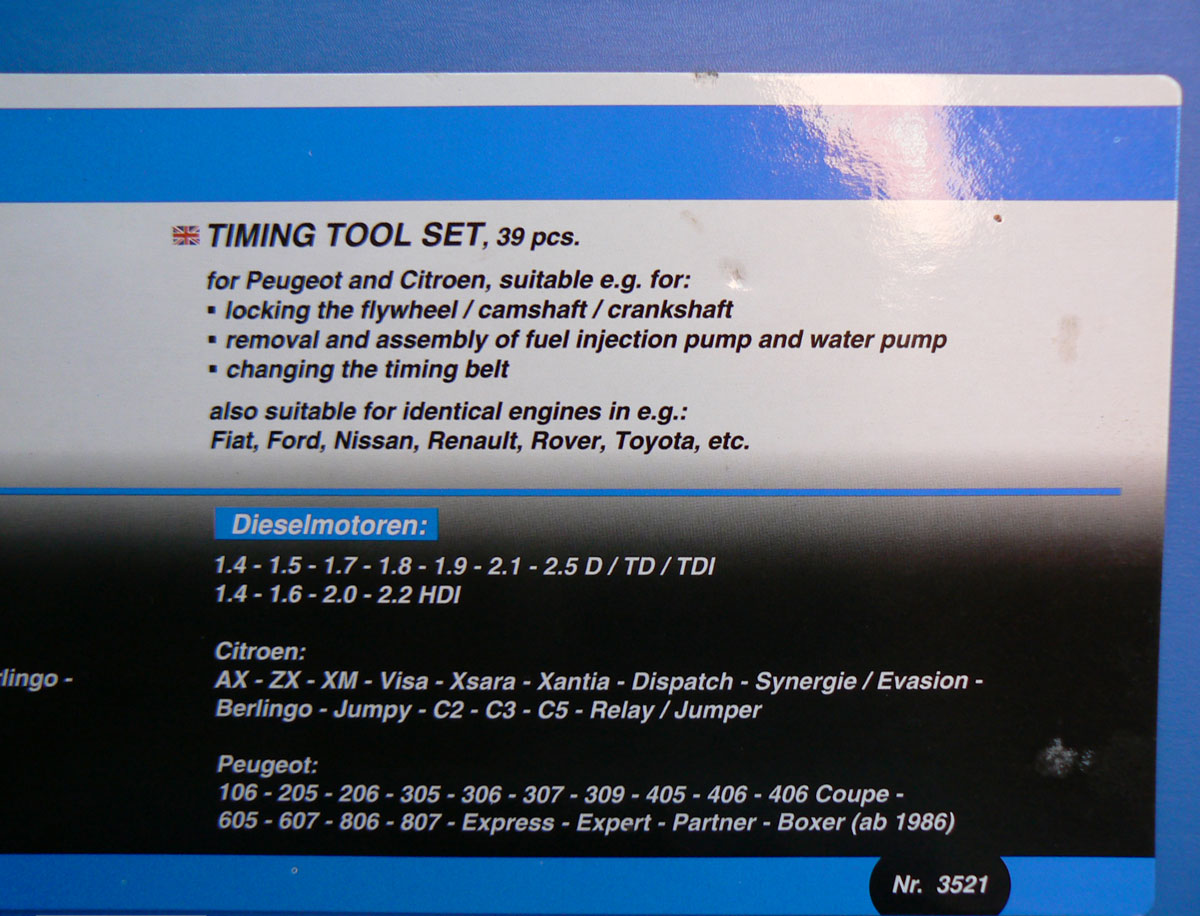 Aretační přípravky na rozvody Peugeot a Citroen, sada 36 dílů, Condor Werkzeug