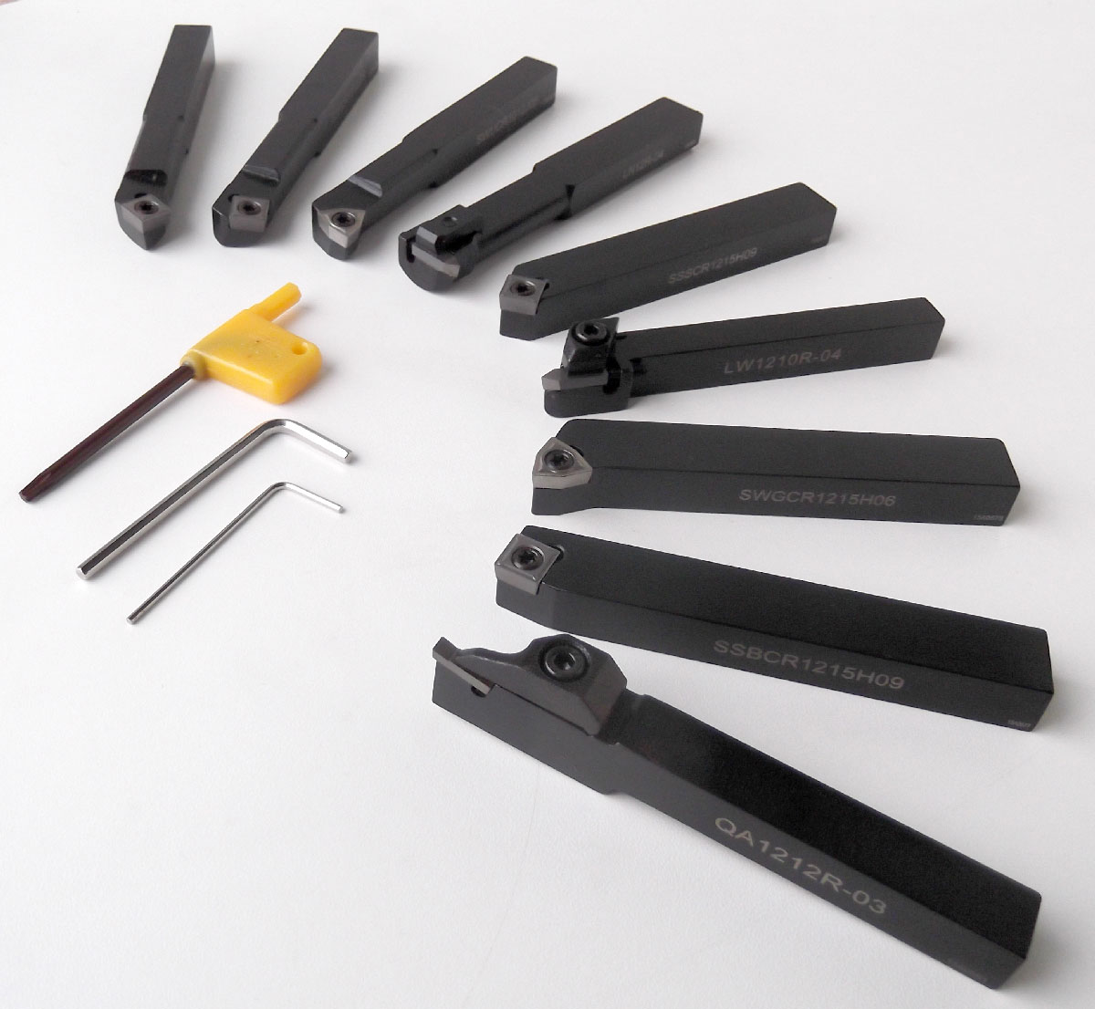 Soustružnické nože 10 mm s výměnnými plátky, sada 9 dílů, Warco