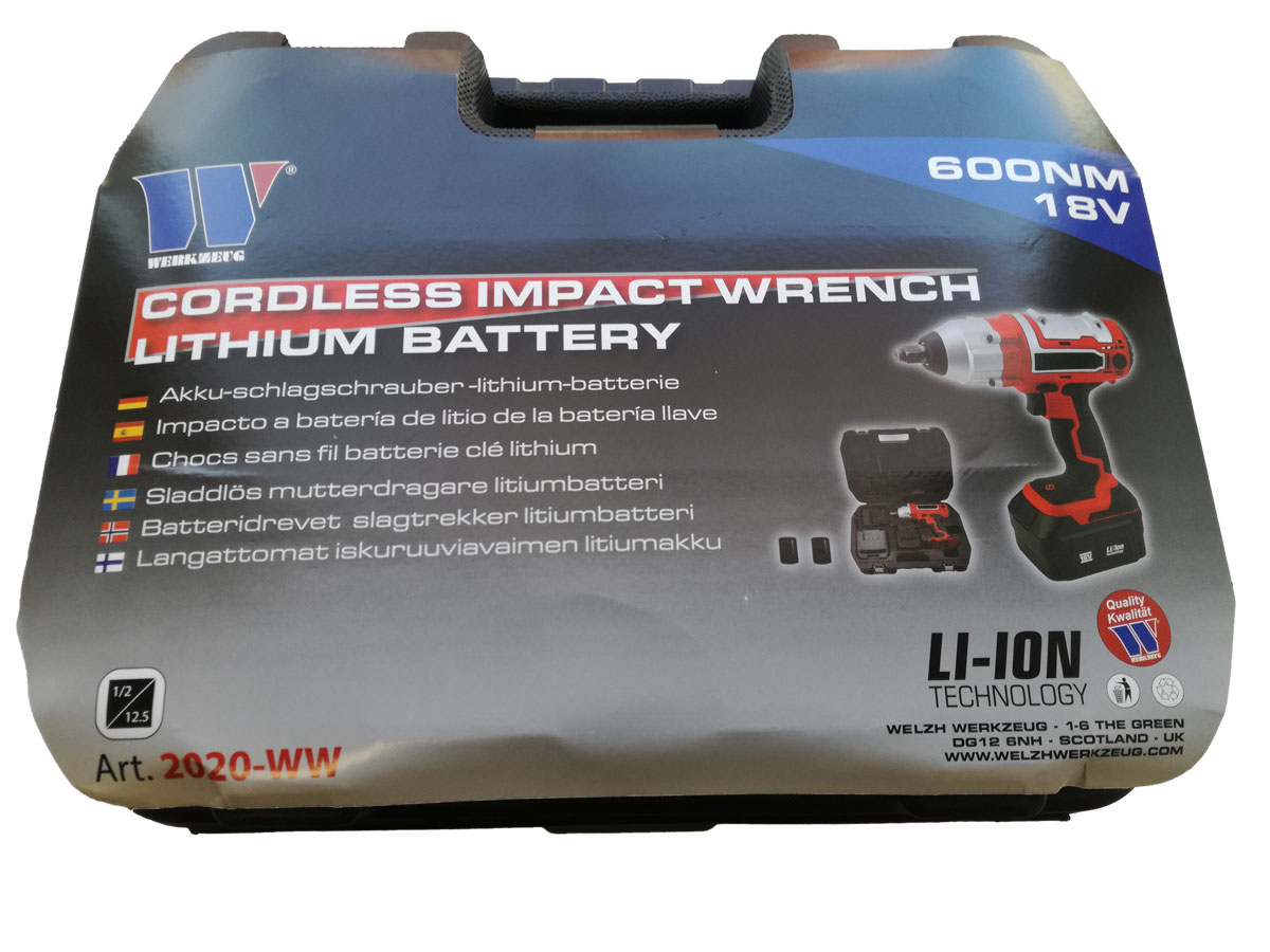 Vysoce výkonný rázový utahovák AKU, Li-Ion, 3 Ah, 18 V, 600 Nm, Welzh
