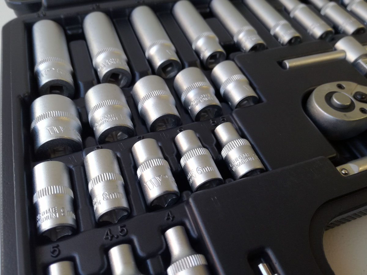 Gola sada 1/4", standardní a prodloužené hlavice super-lock, bity, 57 dílů, Welzh