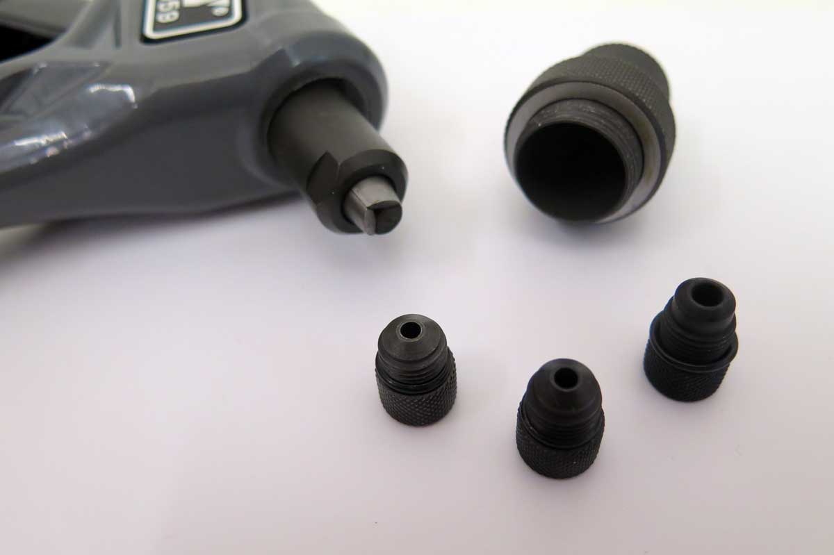 Kleště nýtovací - sada, 4 nástavce 2.4, 3.2, 4.0, 4.8 mm, Welzh