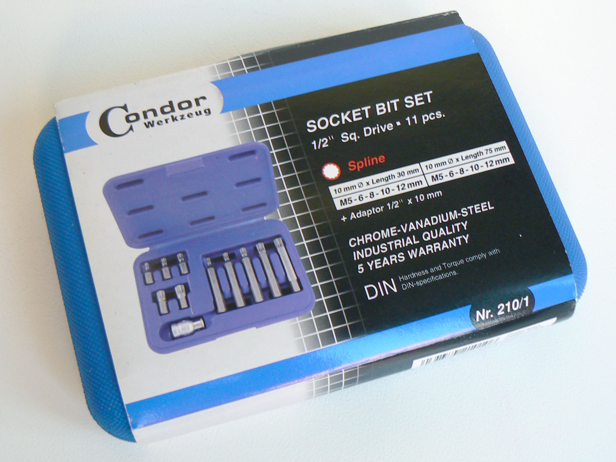 Bity 10 mm, XZN M5-M12, adaptér 1/2", materiál S2, 11 dílů, Condor Werkzeug