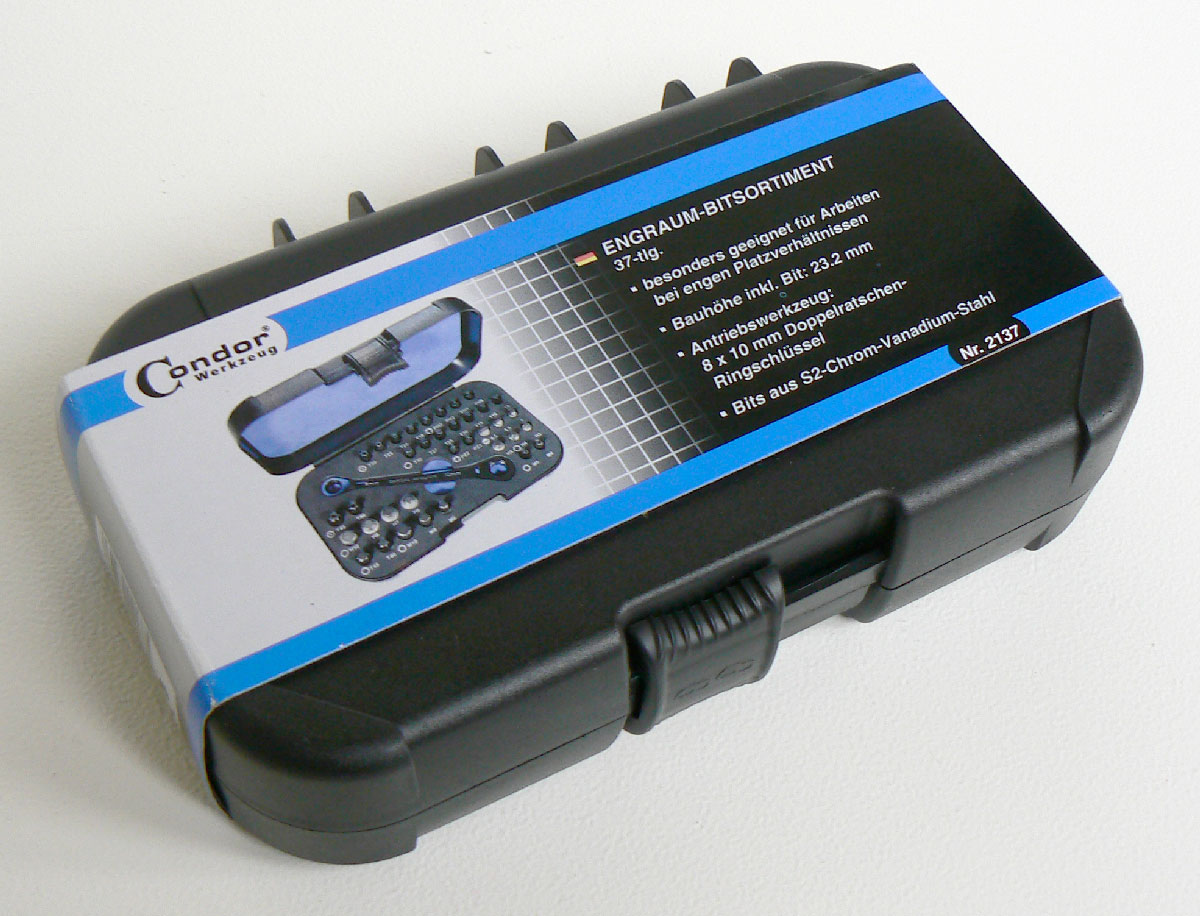 Bity s ráčnovým klíčem, CrV, sada 37 dílů, Condor Werkzeug