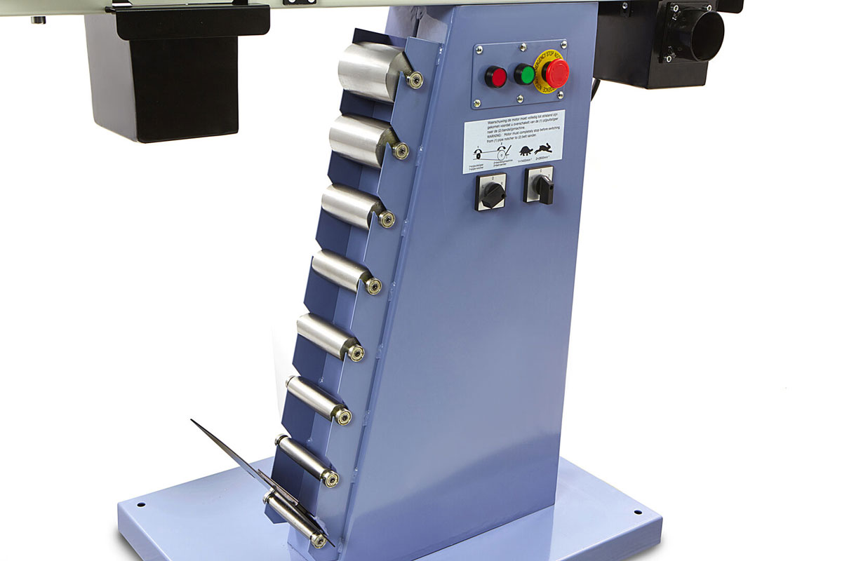 Výkonná pásová bruska 2 v 1 pro běžné broušení, trubky 20 - 76 mm, 7 rolen, 175 kg