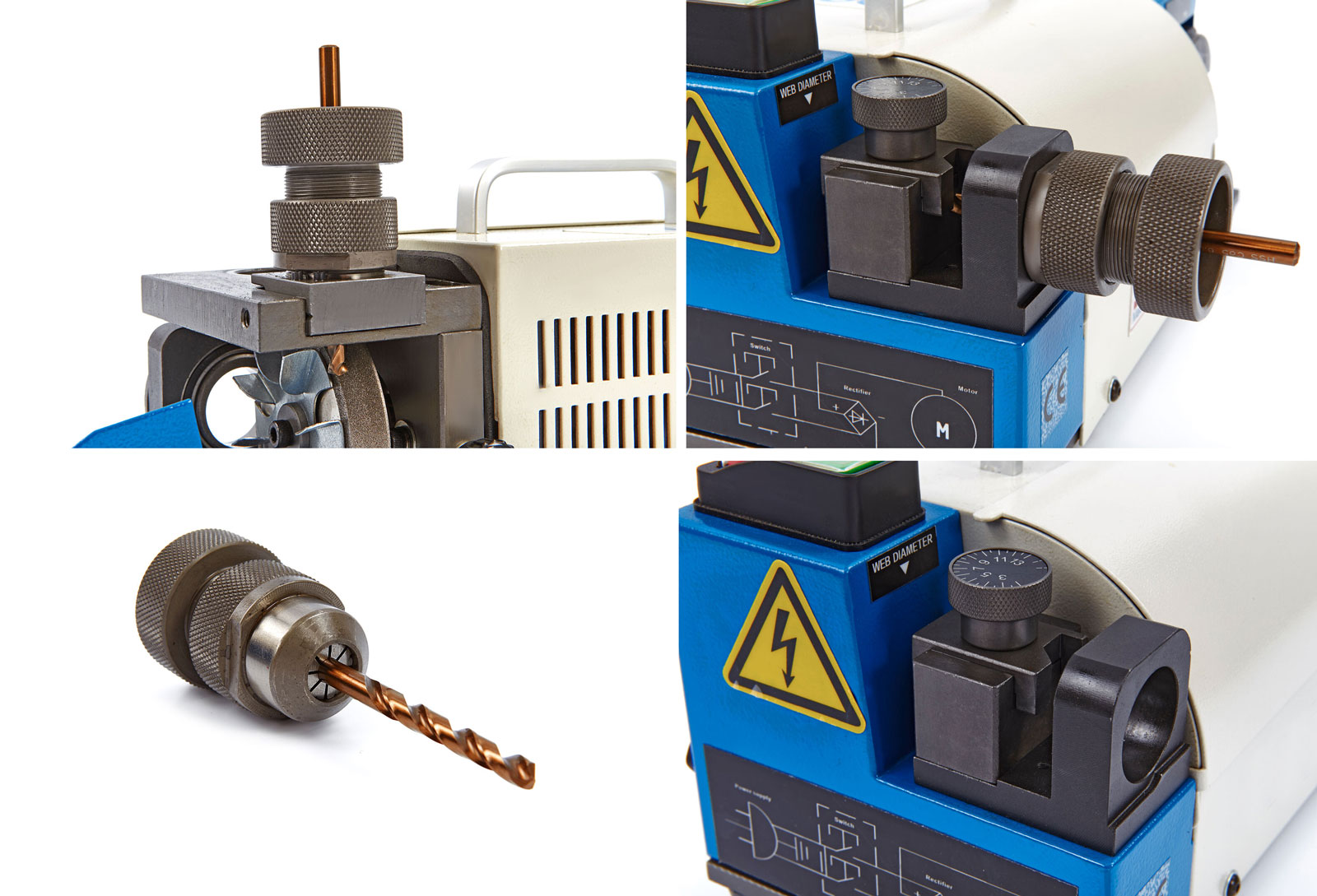 Profesionální bruska na vrtáky Model Deluxe 13, do průměru až 13 mm, se sadou kleštin ER 20, 10 kg