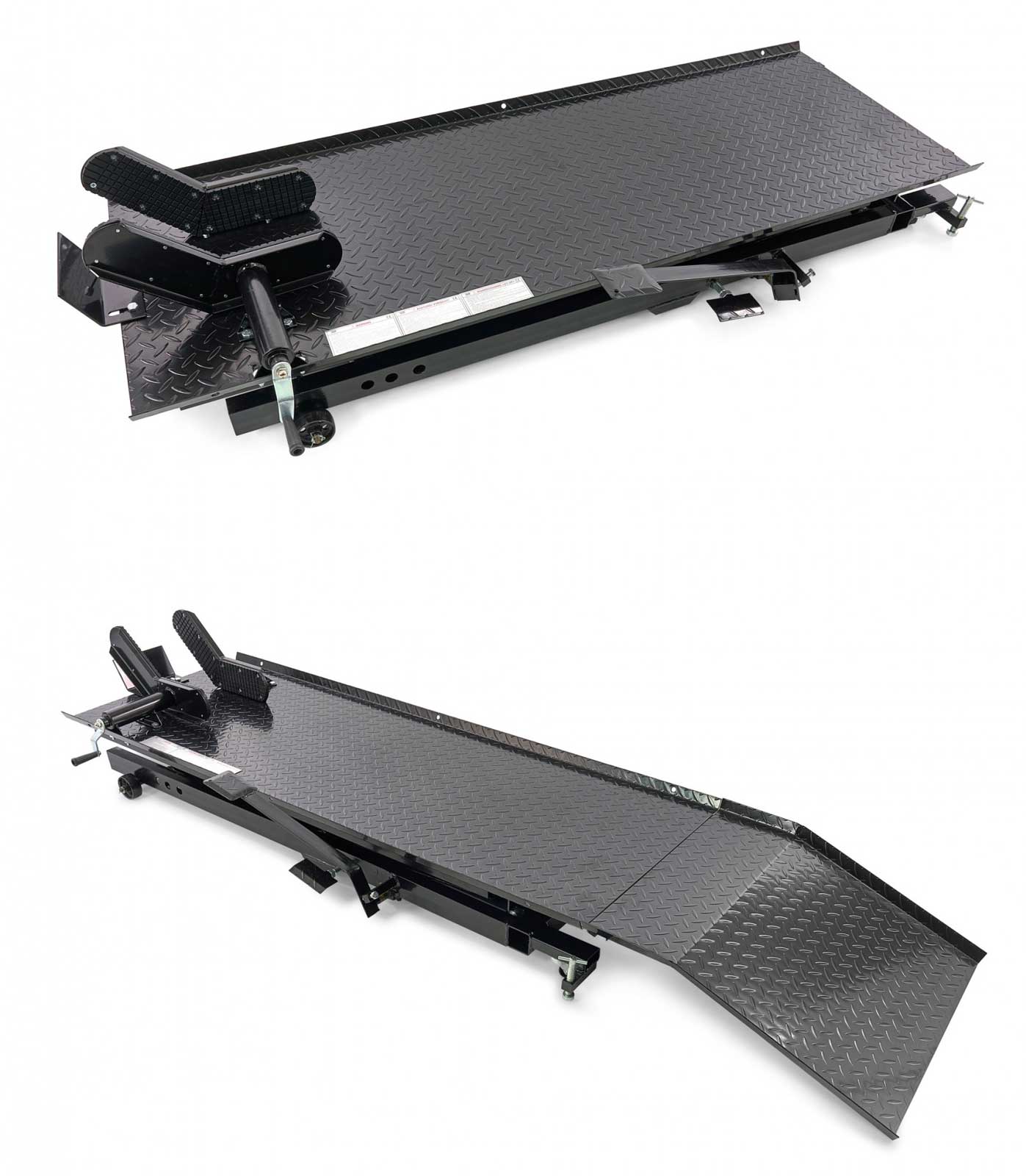 Hydraulický motocyklový zvedák 200, zvednutí až 450 kg, hmotnost 130 kg, černý