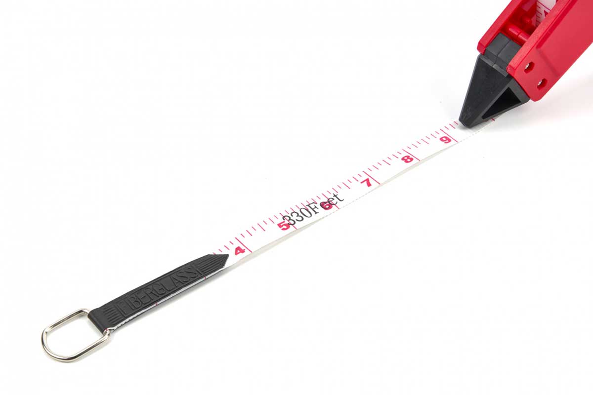 Svinovací měřicí pásmo vyztužené skleněnými vlákny, 100 m x 13 mm, svinovací metr, vhodné pro geodety