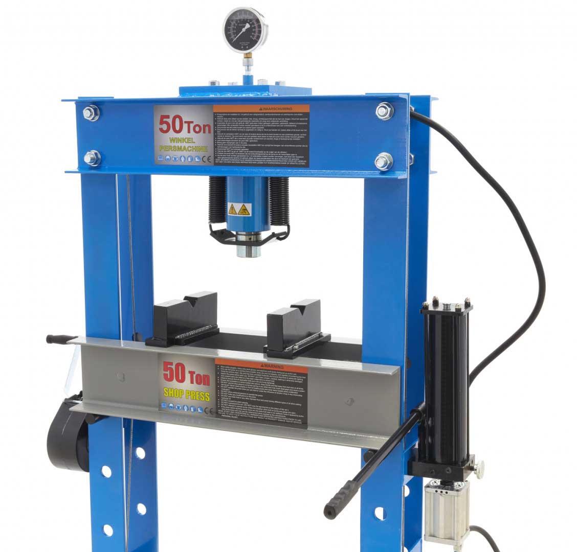 HBM 50t rámový dílenský hydraulický a pneumatický lis, 255 kg