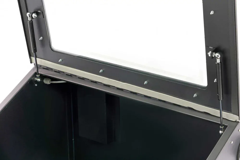 Profesionální pískovací box SBC 190 - kabina pro tryskání (pískovačka), čelní kryt s plynovými vzpěrami