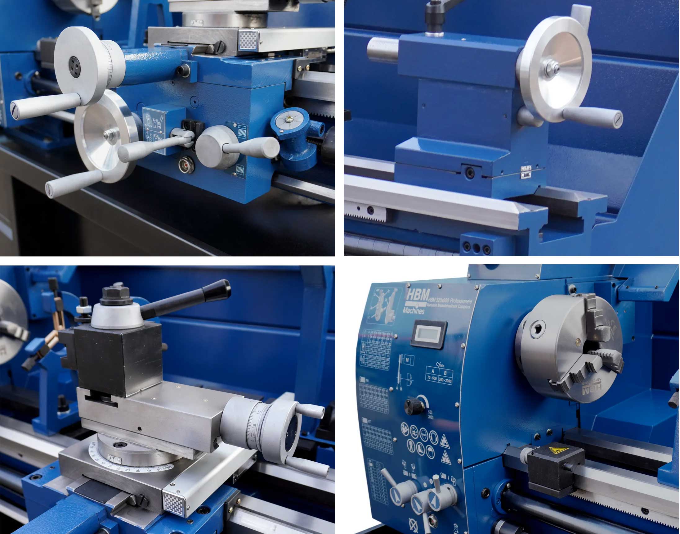 HBM 320 x  900 Norton DRO, soustruh na kov s podstavcem, vario otáčky řízené invertorem, převodovka posuvů, optické digitální odměřování s LCD, plně vybavený, 1.5 kW