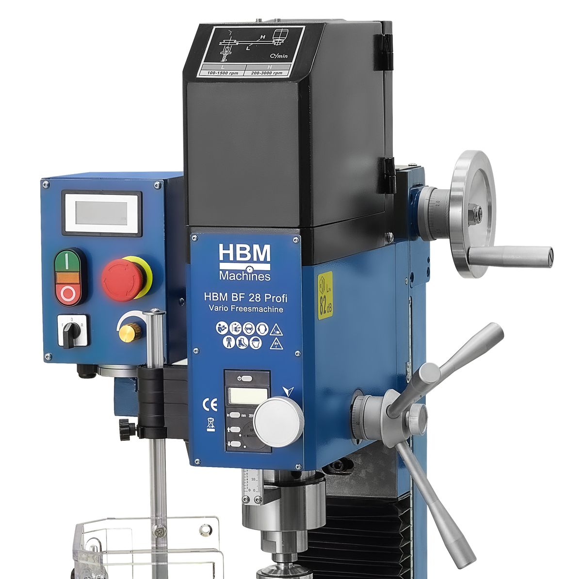 HBM BF 28 Vario - frézka na kov, vario otáčky, kužel MK3, 125 kg