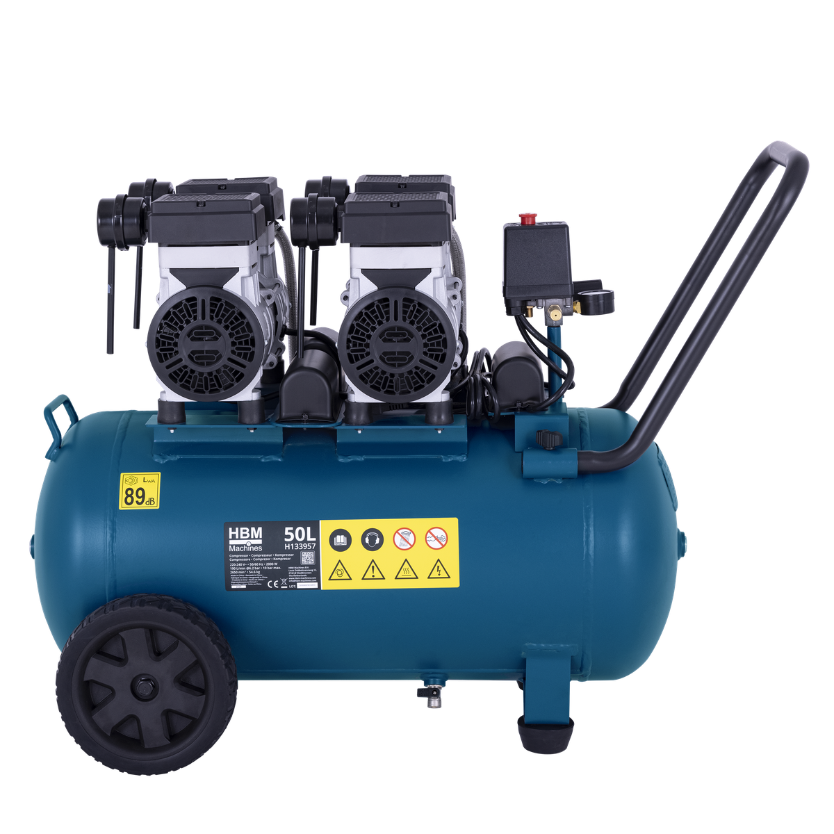 Tichý kompresor, 2,6HP, 50l, HBM