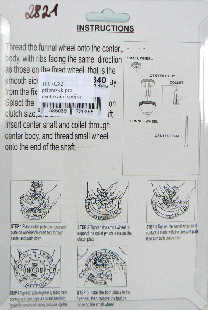 Přípravek na centrování jednolamelové spojky, univerzální, Condor Werkzeug