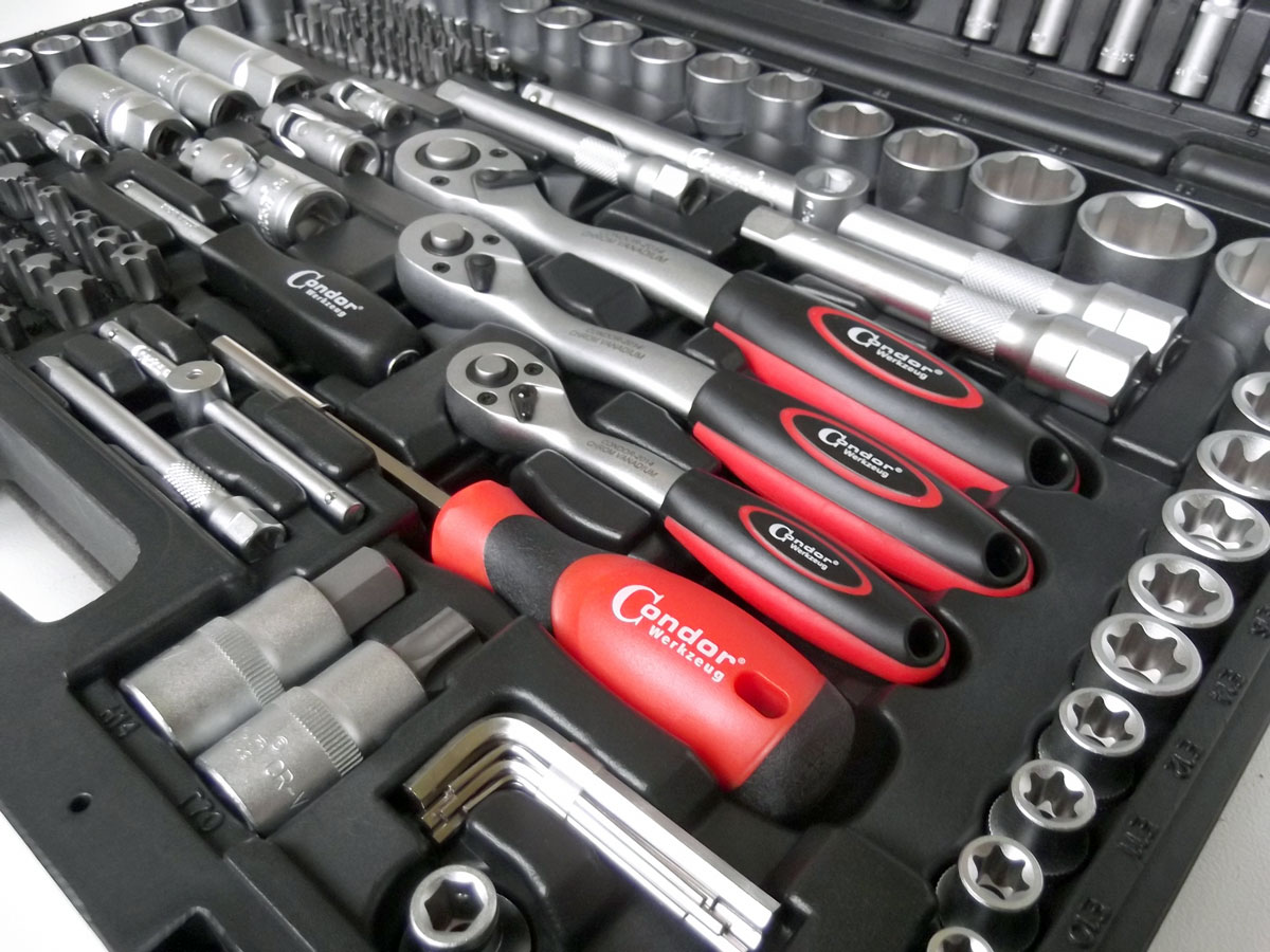 Gola sada 1/4"-3/8 -1/2" Super-Lock 4-32mm, ráčnové kl. 215 dílů, Condor Werkzeug