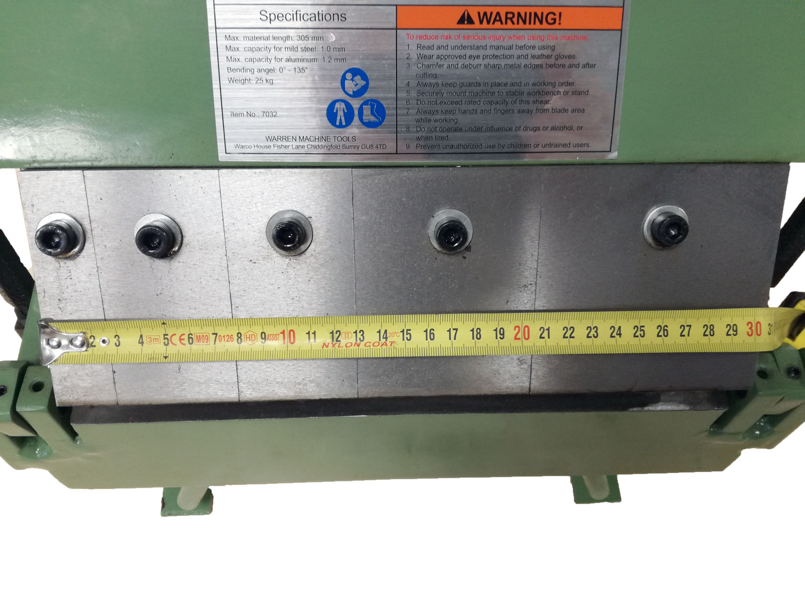 12" segmentová ohýbačka plechu (305 mm), Warco