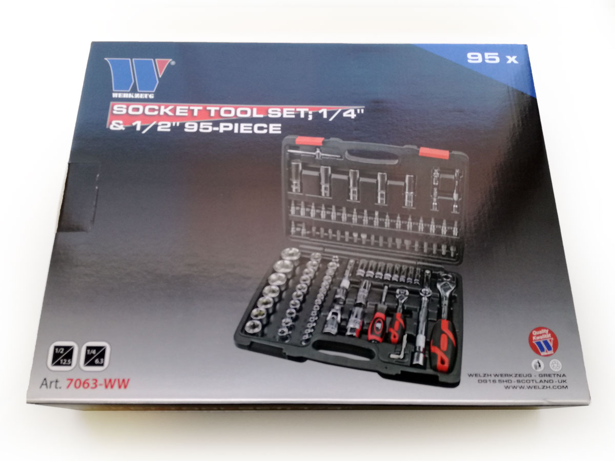 Gola sada 1/4" a 1/2", hlavice a bity, 95 dílů, Welzh